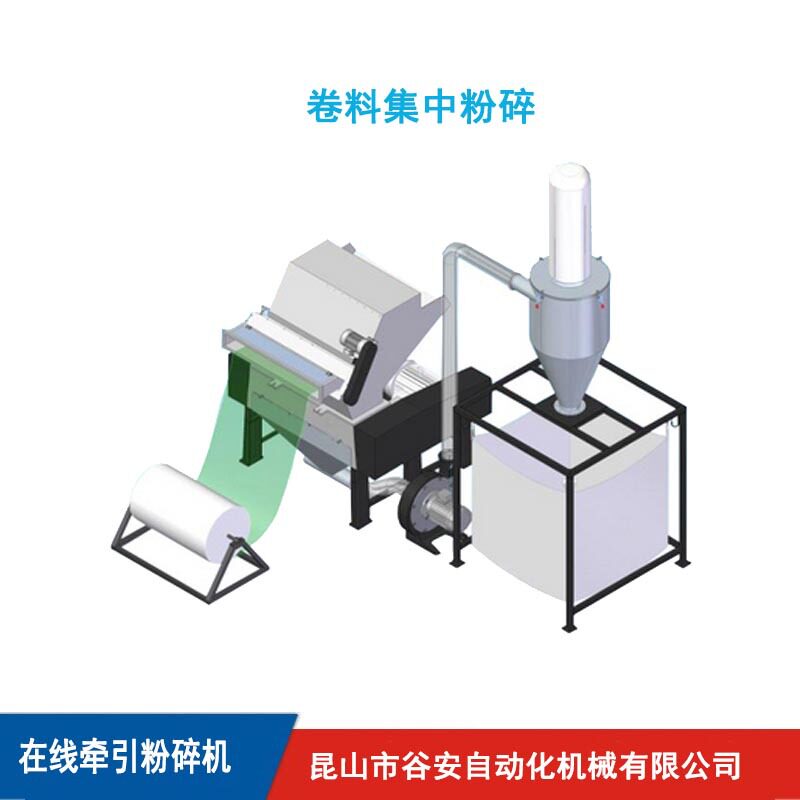 自动牵引式卷料两头入料粉碎机