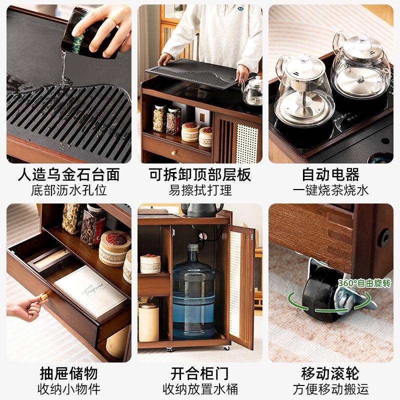 中式茶水柜移动茶桌家GJG阳发台小茶台实木茶车烧用水壶新一体沙
