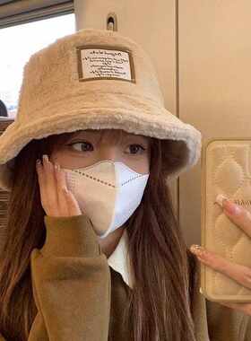 毛绒绒渔夫帽女款秋冬款毛毛茸茸帽子冬天保暖盆帽冬季高级感保暖