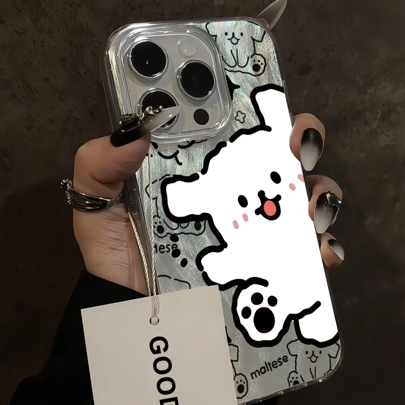 ins可爱情侣线条小狗手机壳羽纱