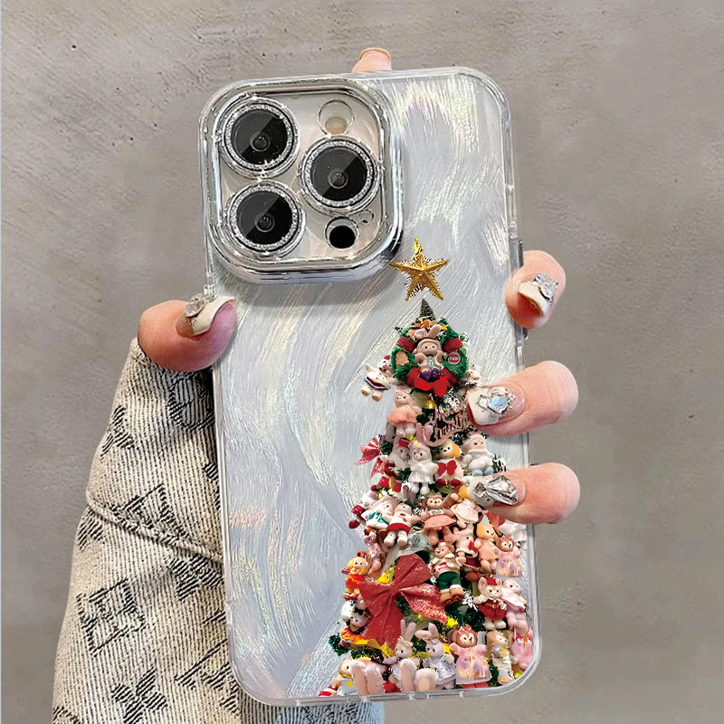 ins超火小熊圣诞树羽纱纹16适用15Promax苹果14手机壳iPhone13高级感x挂绳11小米12个性xr小众8plus少女潮xs,3C数码配件,手机保护套/壳,淘宝优惠券,粉丝福利购,淘宝优惠卷