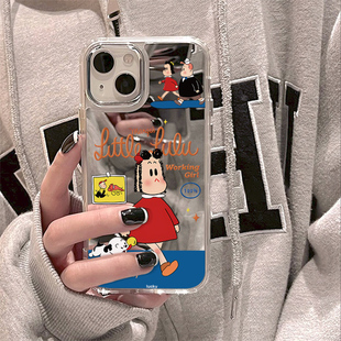 ins超火可爱卡通iPhone17pro原田治女孩16适用15苹果14Promax手机壳12镜面air补妆镜子11个性硬8plus小众女潮