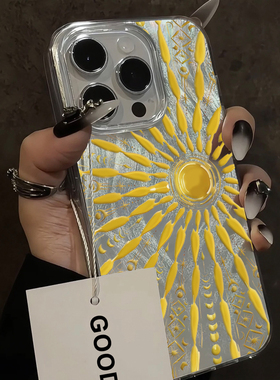 ins新款超火17pro太阳神图腾16适用15苹果14Promax手机壳12羽纱纹iPhone13小众11华为pura80小米少女潮高级感