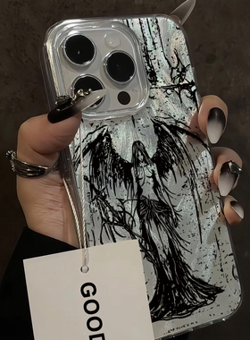 ins哥特风超火y2k亚文化暗黑天使17pro适用16苹果15Promax手机壳iPhone14高级感13小众12羽纱11女男潮情侣xs
