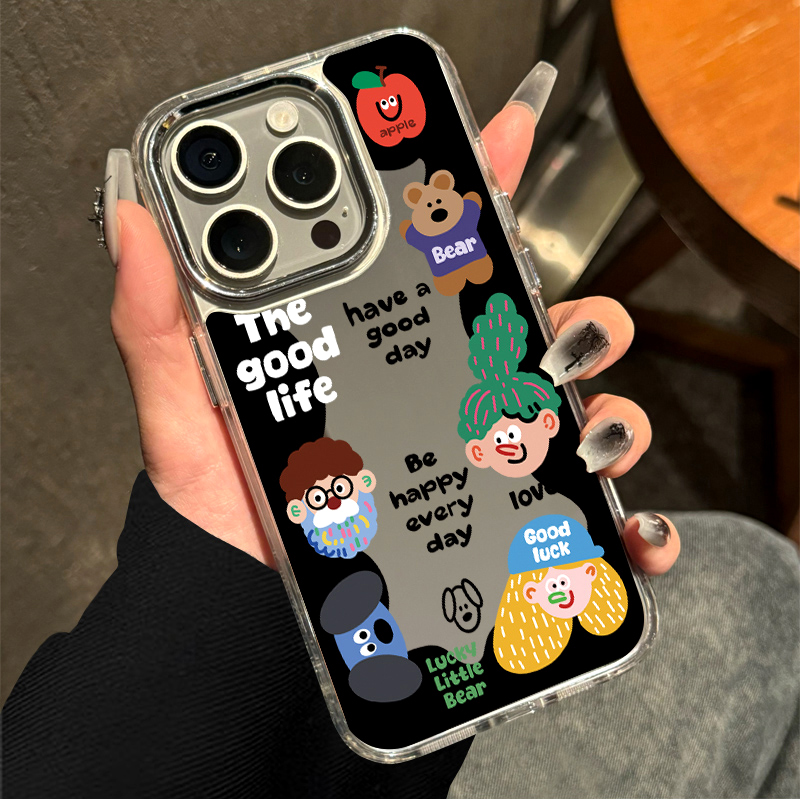 胜壳韩风插画卡通手机壳镜面女潮