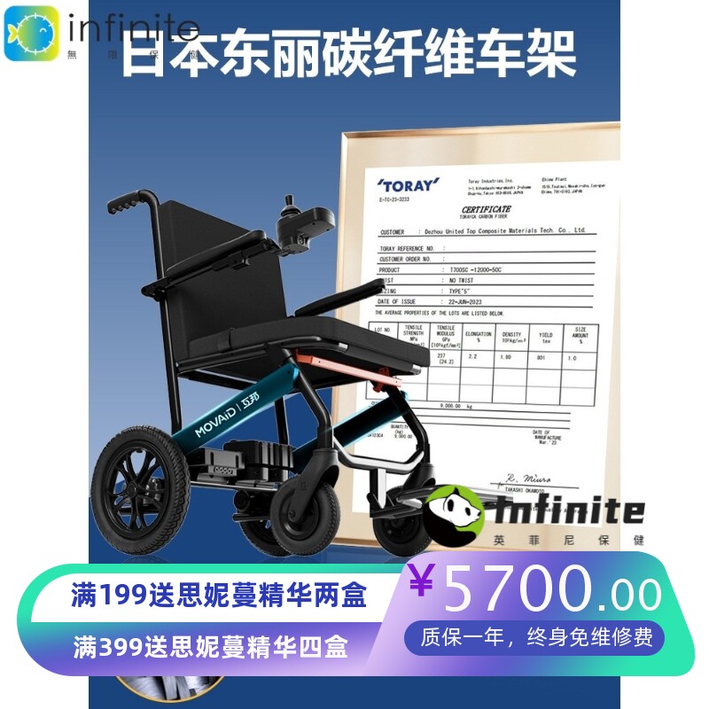 上海互邦碳纤维电动轮椅带遥控出口一键折叠可上飞机高续航舒适