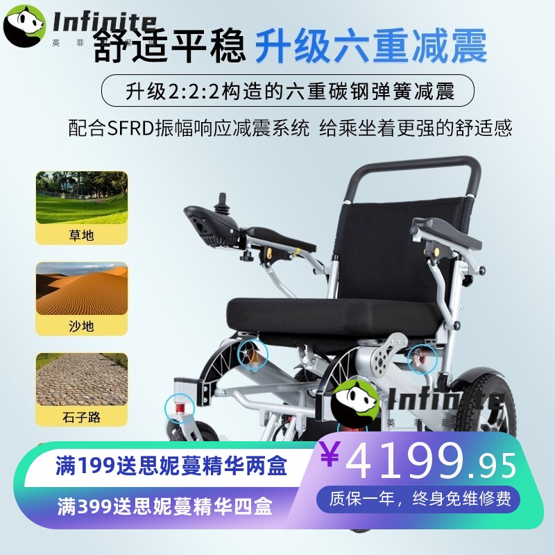 电动轮椅铝合金轻便自动折叠可上飞机的老人残疾人智能全自动轮椅