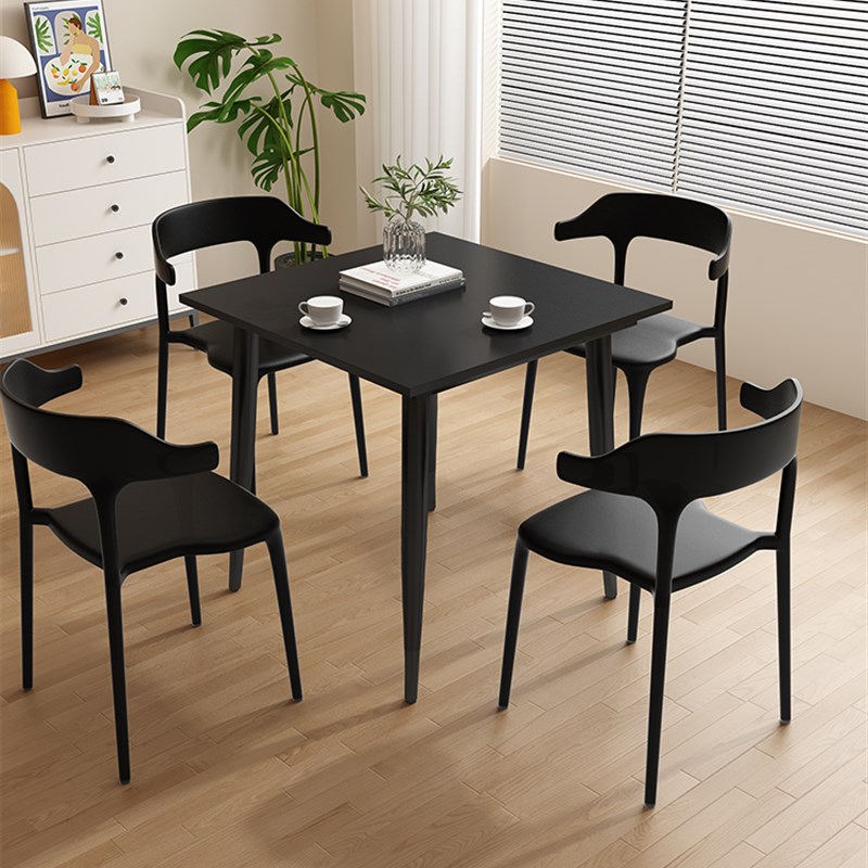 简约岩板方圆桌家用餐桌小户型饭店棋牌桌咖啡桌会客洽谈桌椅酒店