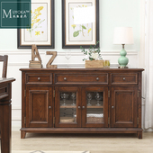 美式 乡村实木酒柜餐边柜饭厅柜白蜡木餐桌搭配碗柜高品质餐厅家具