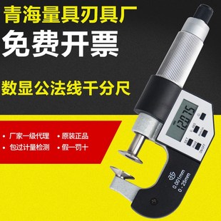 青海青量数显齿轮公法线千分尺0 25mm盘头纸张测量电子精度0.001