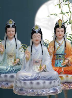 观音菩萨佛像汉白玉坐莲南海观世音菩萨送子观音娘娘家用供奉摆件
