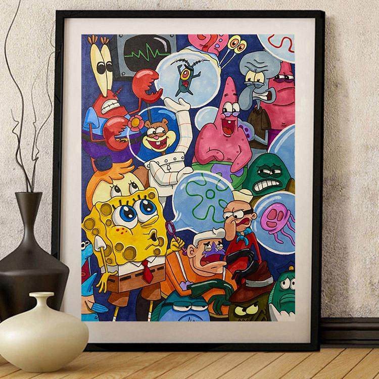 卡通动漫钻石画满钻新款2025海绵宝宝5d点贴钻十字绣客厅卧室儿童,居家布艺,钻石绣,淘宝优惠券,粉丝福利购,淘宝优惠卷