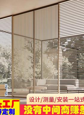 极简铝合金百叶门客厅卧室镂空格栅推拉门阳台楼梯口铁艺隔断门