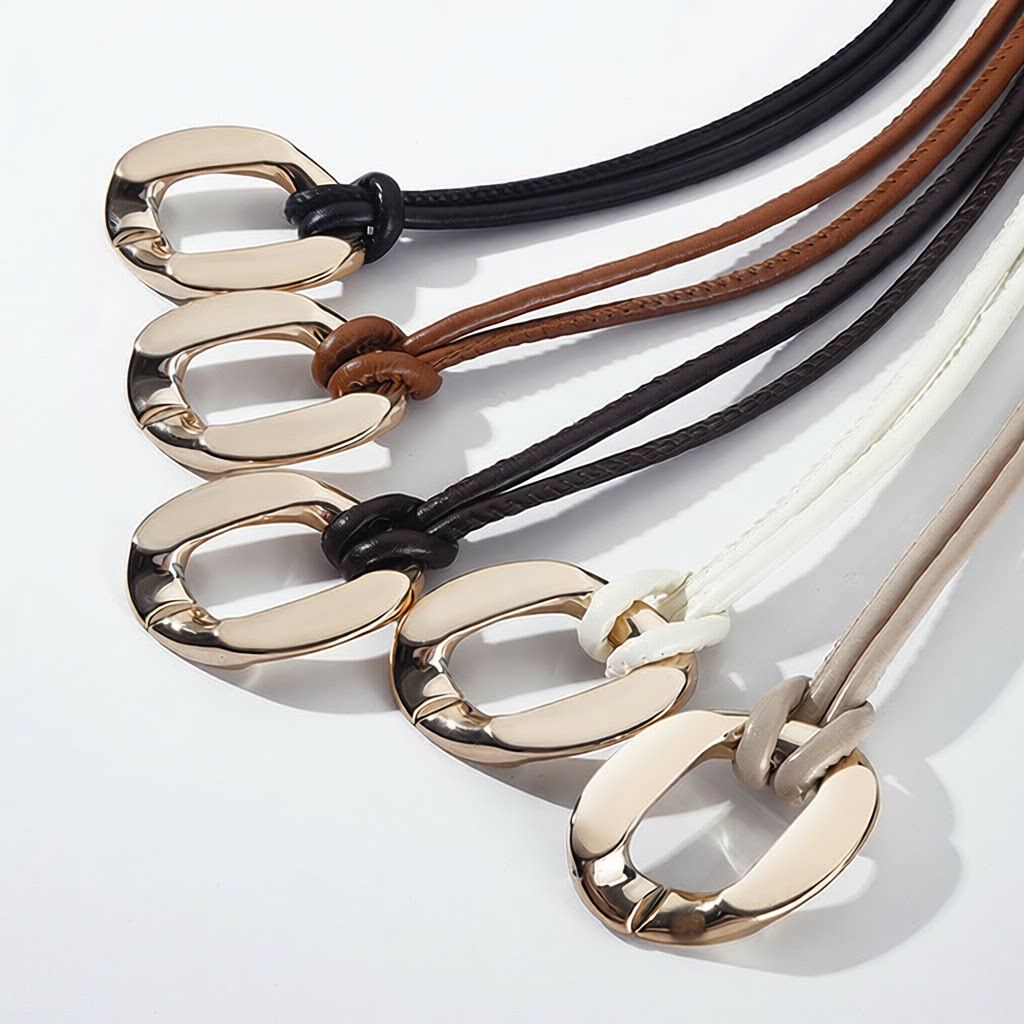 腰带女细腰绳子复古装饰连衣裙子衬衫夏季百搭黑色小皮带腰链配饰