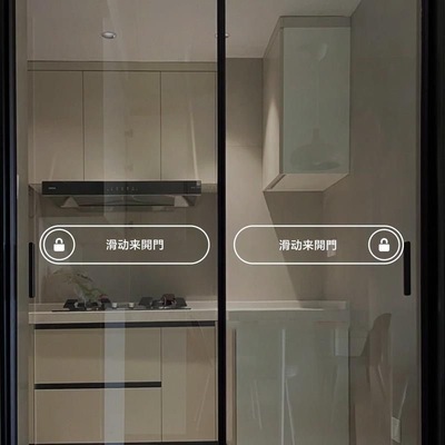 中英文文字厨房玻璃门贴纸家用餐厅推拉门移门防撞装饰高级感贴画
