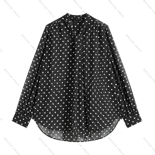 复古飘带波点衬衫 新款 女宽松慵懒感气质上衣CY901 南油虹姐