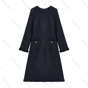 【南油虹姐】秋冬新款羊毛小香风时尚洋气加厚显瘦连衣裙3129