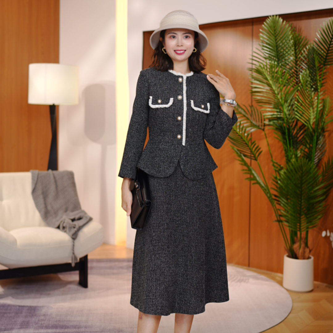 【南油虹姐】秋季新款慵懒风法式小香风拼接假两件显瘦连衣裙3015,女装/女士精品,连衣裙,淘宝优惠券,粉丝福利购,淘宝优惠卷