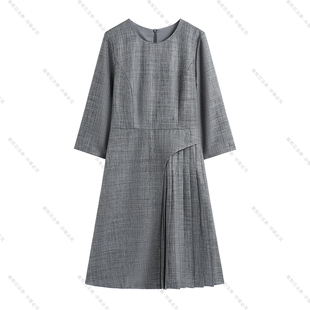 【深圳虹姐】秋季新款高端气质名媛收腰百褶下摆连衣裙3006