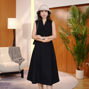 【南油虹姐】秋季新款无袖A字裙连衣裙简约收腰连衣裙3008