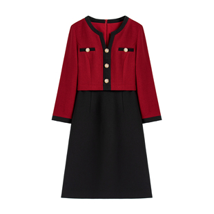 气质名媛拼接小香风连衣裙2697 新款 深圳虹姐