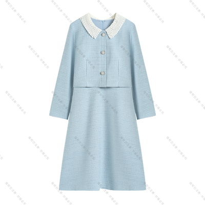 【南油虹姐】秋冬常规优雅气质修身针织翻领显瘦时尚连衣裙3076