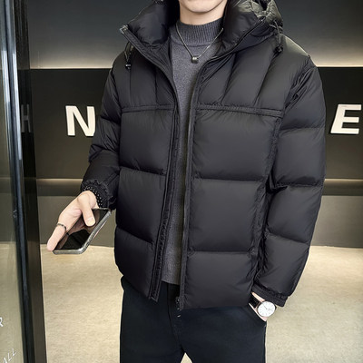 男士新国标90连帽休闲羽绒服