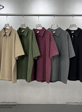 ARTIE男装丨2026新品Polo衫YKK拉链蜡染华夫格洗水做旧短袖T恤