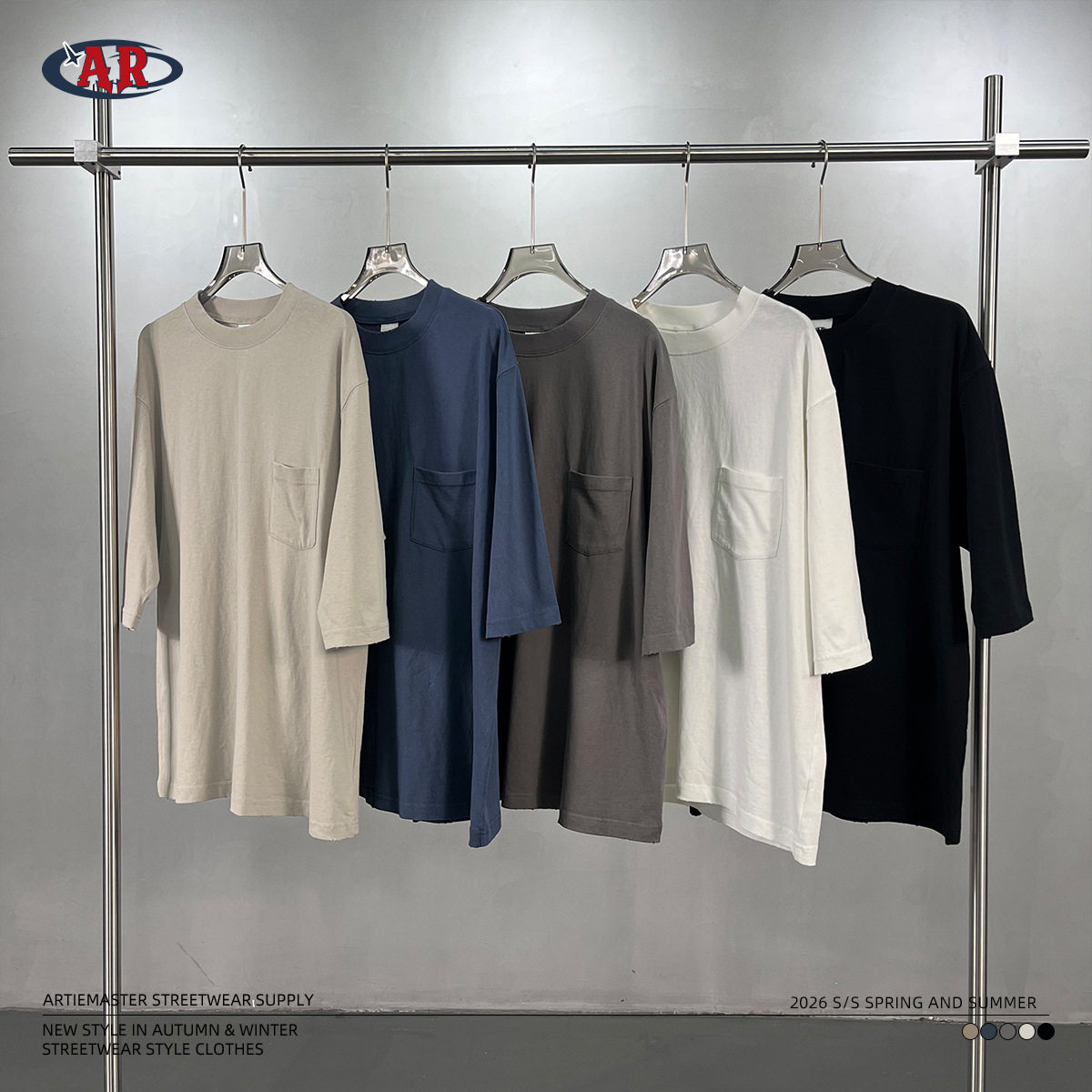 ARTIE男装丨215g纯棉Clean Fit风洗水磨边休闲五分袖圆领口袋T恤,男装,T恤,淘宝优惠券,粉丝福利购,淘宝优惠卷