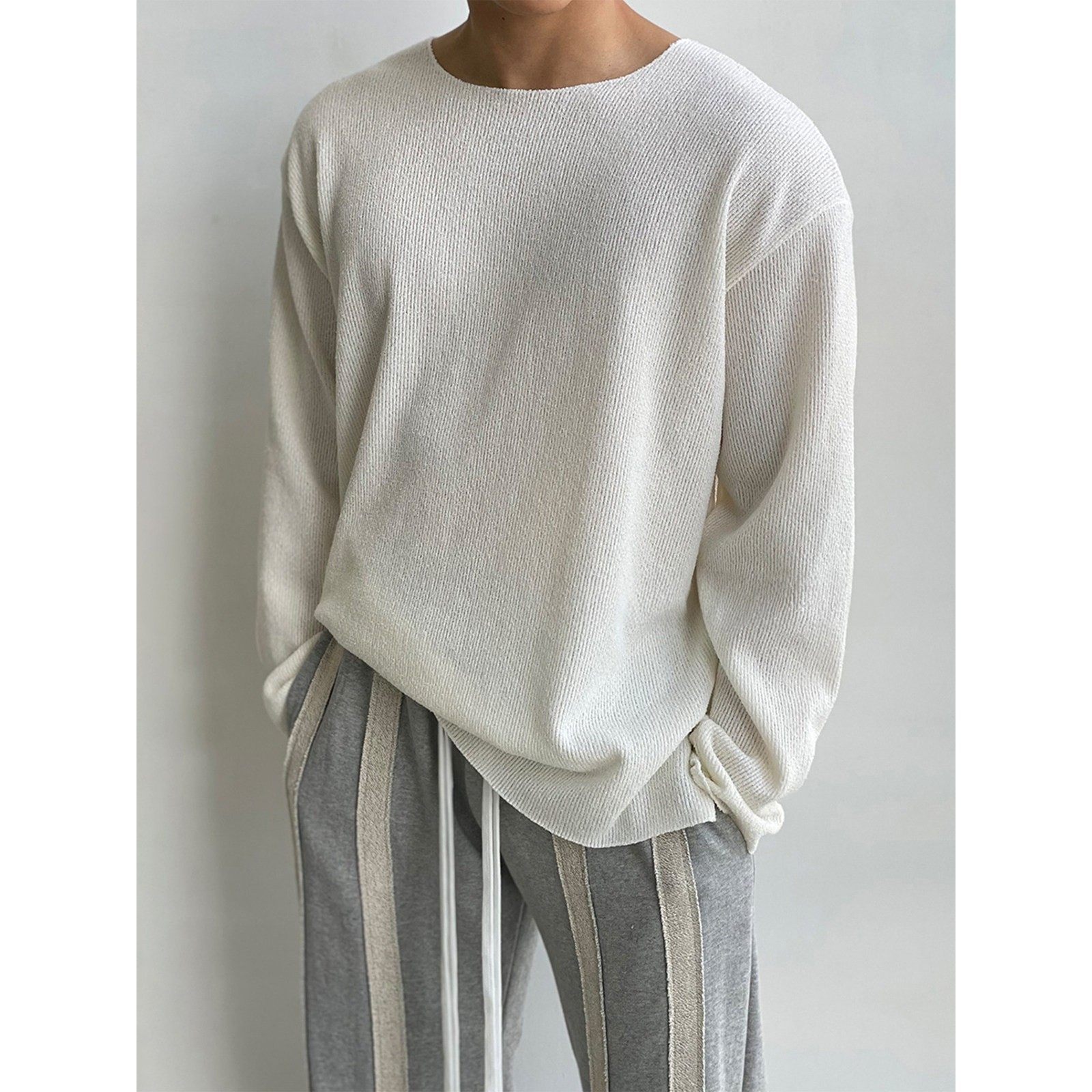 home daily 圆领长袖罩衫T恤男士春秋轻薄针织衫宽松纯色打底上衣,男装,T恤,淘宝优惠券,粉丝福利购,淘宝优惠卷