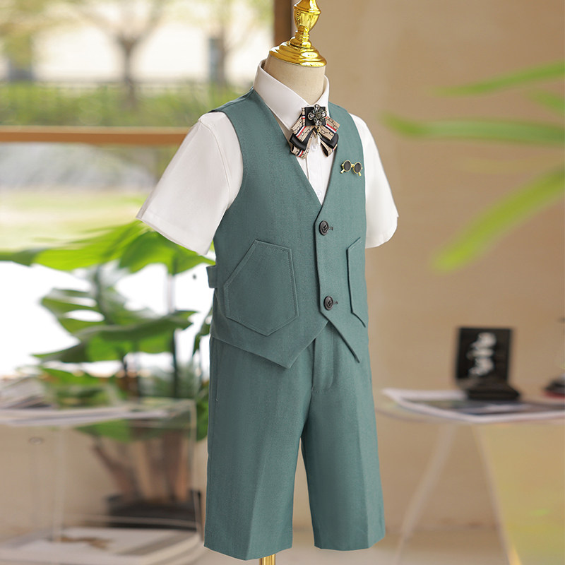 男童西装套装夏季走秀儿童高端主持人正装马甲礼服花童钢琴演出服