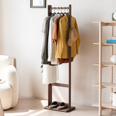 无意实木卧室落地挂衣架黑胡桃木玄关衣架室内家用不占地衣帽架