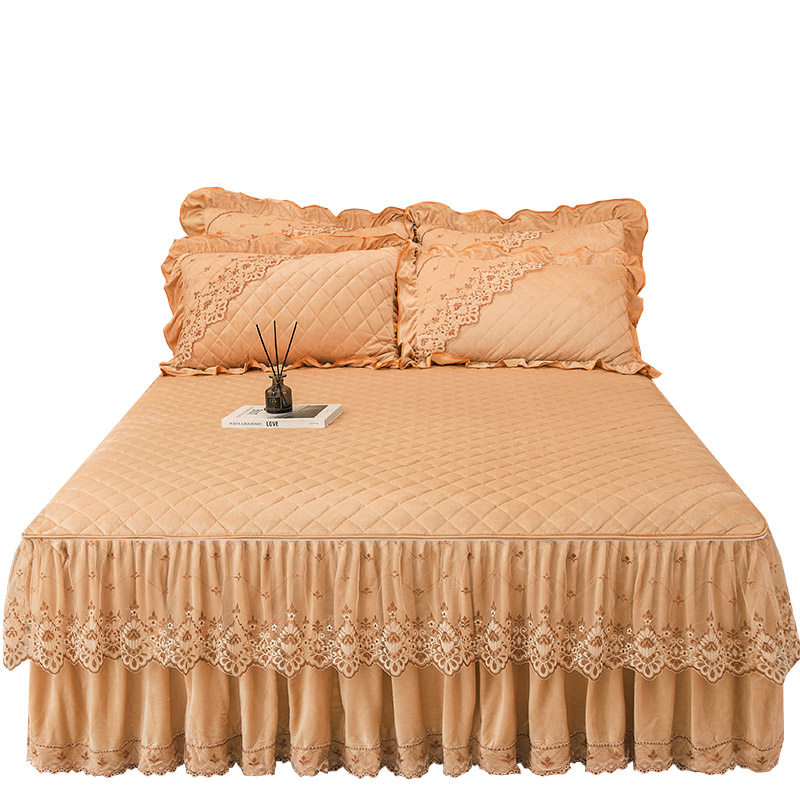 加绒床笠式床裙单件二合一体夹棉水晶绒牛奶珊瑚绒加厚床围罩冬季,床上用品,床裙,淘宝优惠券,粉丝福利购,淘宝优惠卷