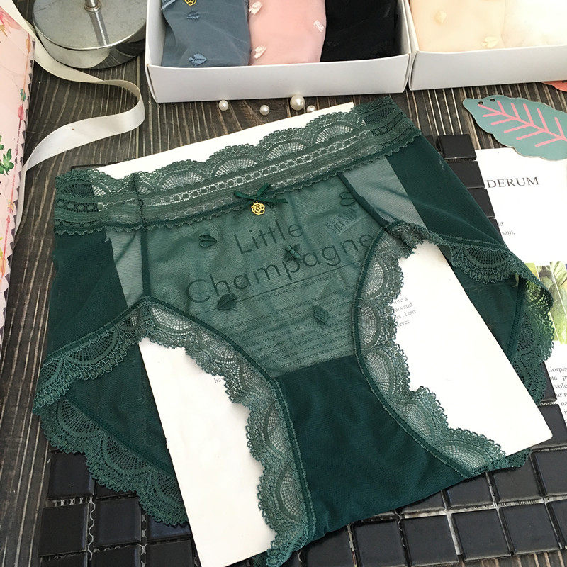 夏季胖mm肤色超薄网纱无痕包臀三角裤墨绿色性感蕾丝中腰女士内裤,女士内衣/男士内衣/家居服,女三角裤,淘宝优惠券,粉丝福利购,淘宝优惠卷