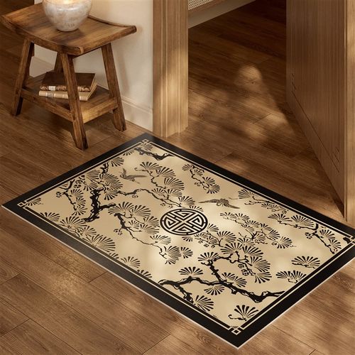 喜即松鹤延年新中式入户门地垫门口进门脚垫门垫地毯家用垫可裁剪