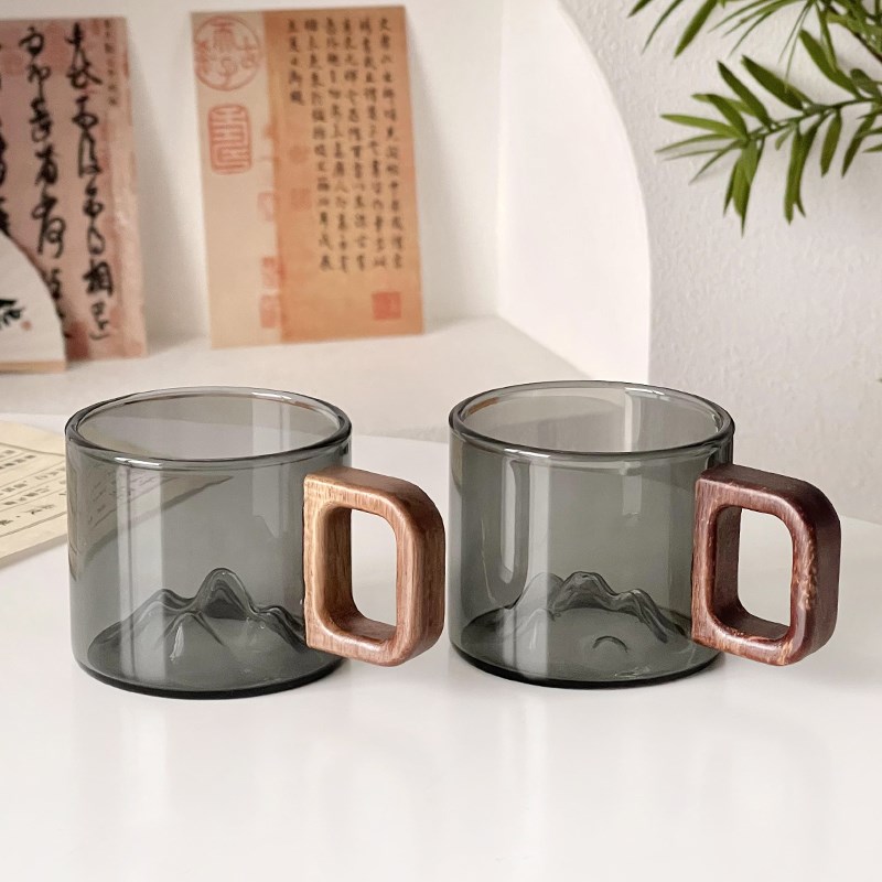 带把观山玻璃杯高颜值家用加厚耐高温创意品茗小茶杯迷你喝水杯子