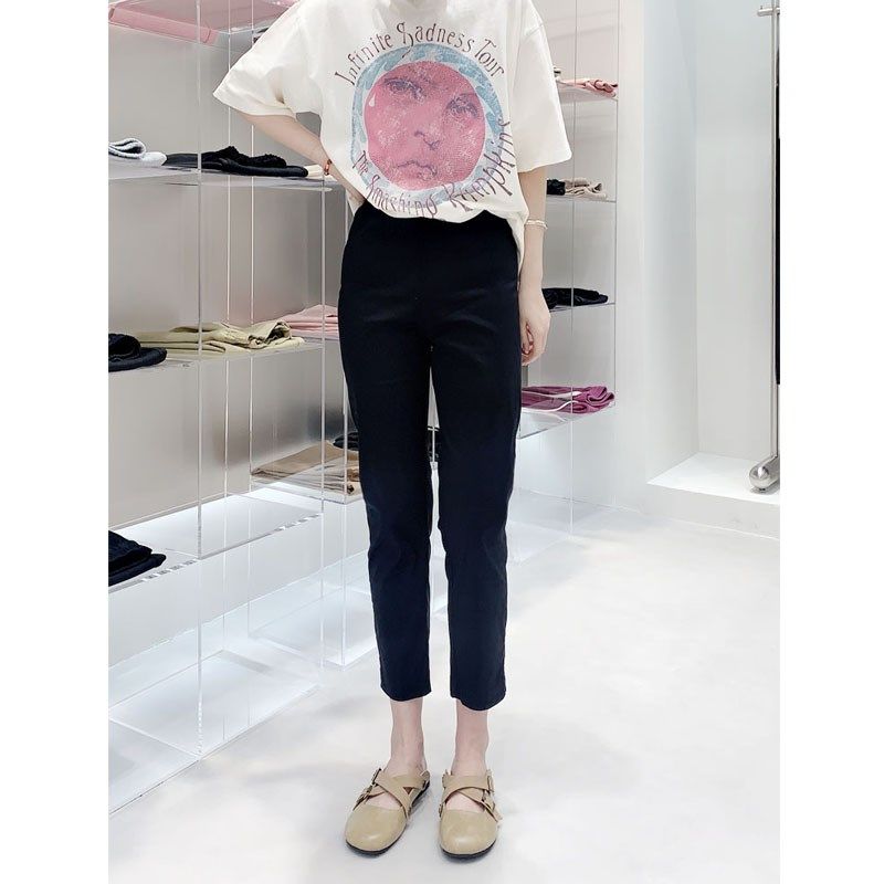 简谜夏季九分超薄高弹外穿打底裤女修身显瘦小脚铅笔裤纸皮裤2329