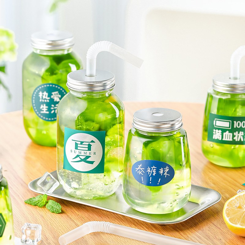 冰粉杯一次性饮料带盖杯子杨枝甘露瓶子水果茶奶茶柠檬茶打包商用