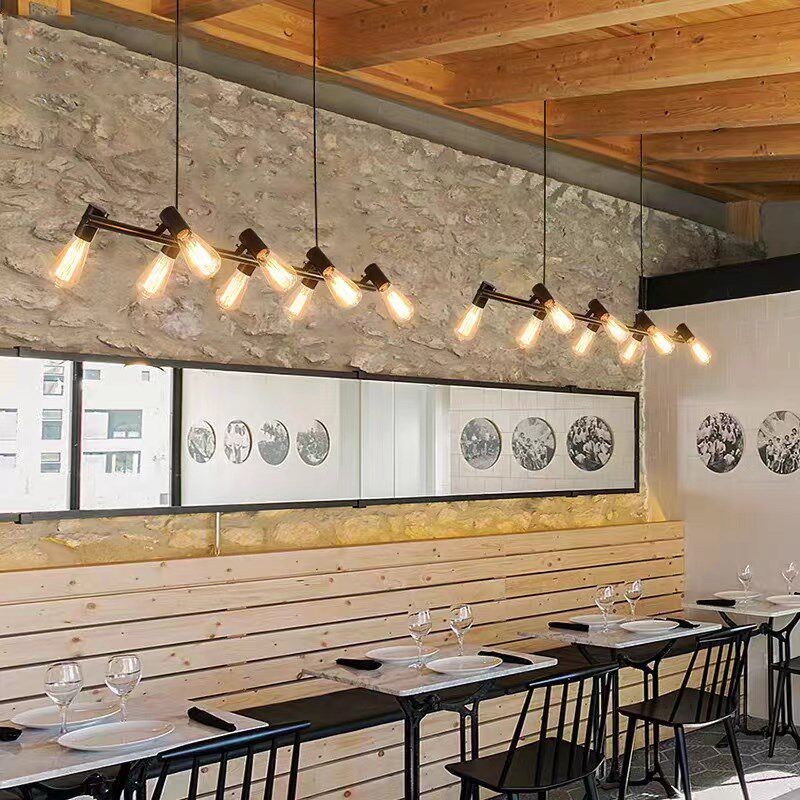 复古餐厅吊灯饭厅灯创意个性咖啡厅吧台灯书房餐桌茶室LED长条灯