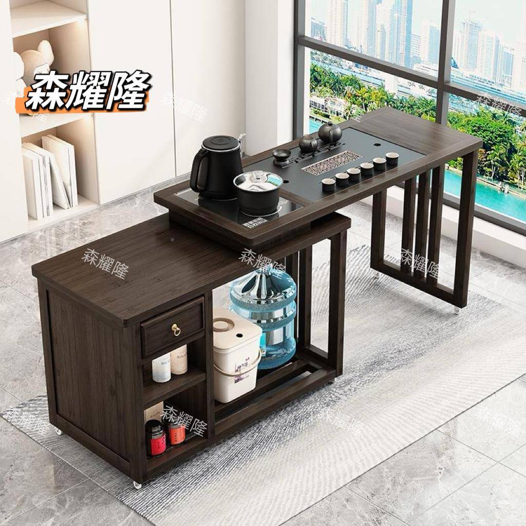 转动UVR茶桌阳台旋家用移茶台喝桌椅组合茶一体小型茶几具烧水壶
