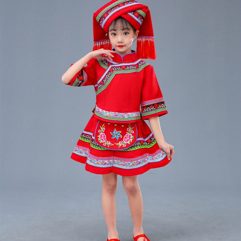 现货速发新款彝族畲族布依族羌族纳西族壮族表演服男童快乐光演出