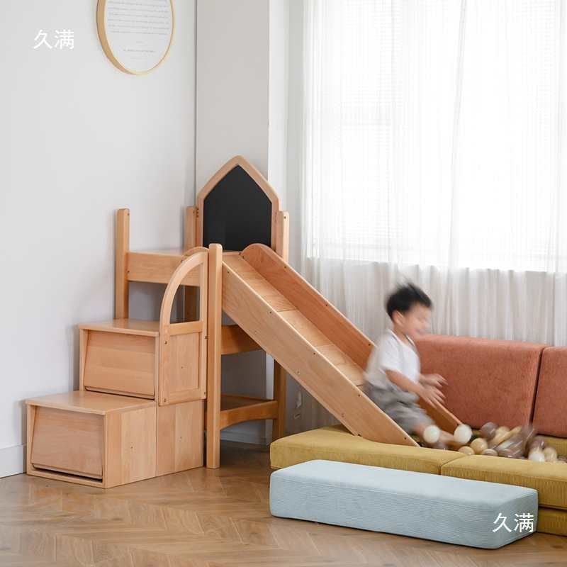 速发一一玩家 木屋滑梯 全实木滑梯床储物柜梯柜半高床男孩孩儿童