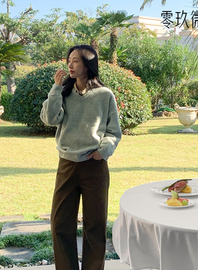 2025韩版大码棉质长裤松紧腰简约休闲阔腿裤微胖m显瘦直筒裤78933