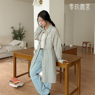 天丝衬衣后开叉宽松遮臀防晒衬衫 夏中长薄款 82115 女装 09women大码