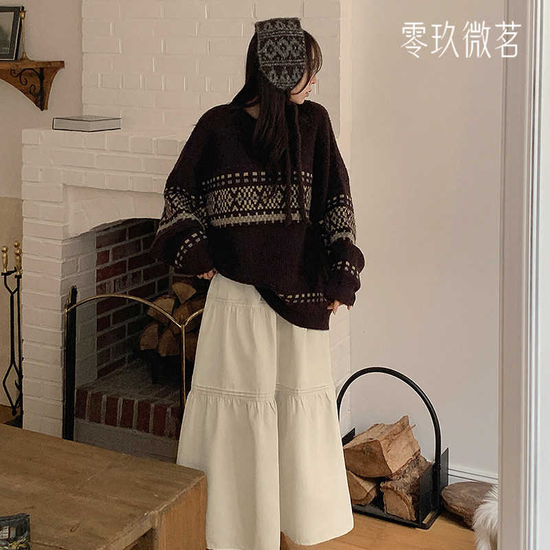 09women韩国加大码女装冬季保暖半裙细褶层叠柔软长款半身裙85328