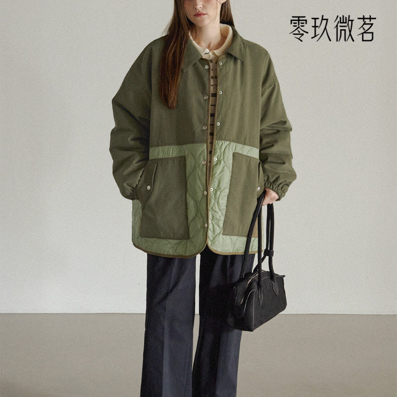 2025冬夹棉大码保暖外套09women休闲宽松衔缝中长款棉服女78529