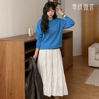 09women韩国大码花边松紧半身裙