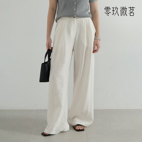 零玖微茗休闲亚麻夏季阔腿裤宽松裤子聚酯纤维女士大码棉质87572