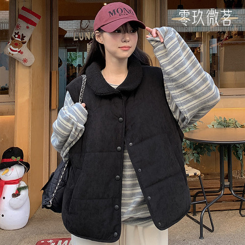 09women韩国大码户外棉服马夹