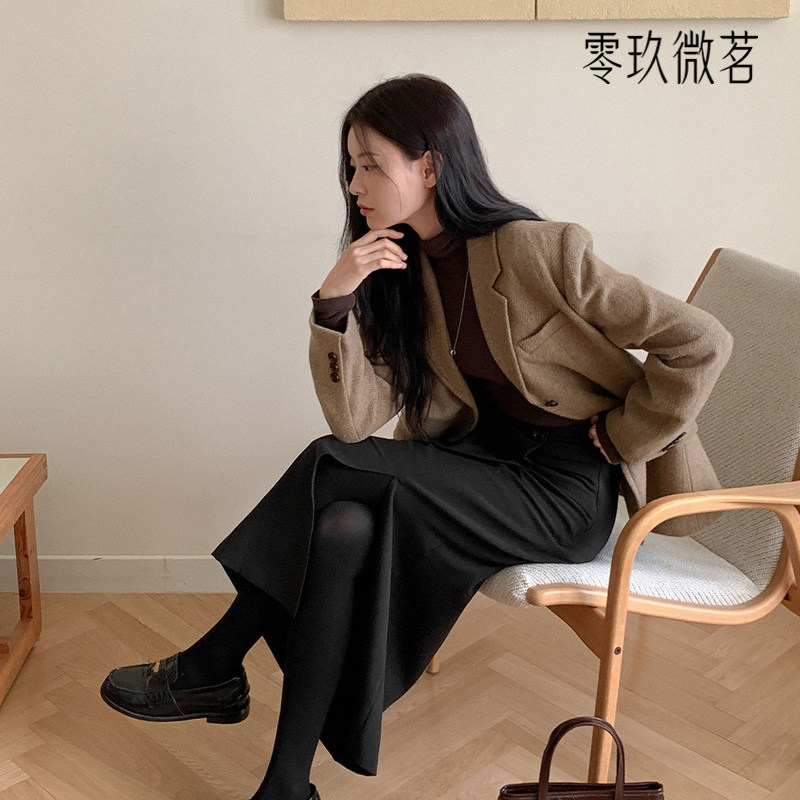 09women韩版微胖职业时尚裹身开叉长裙性感包臀大码半裙女78266